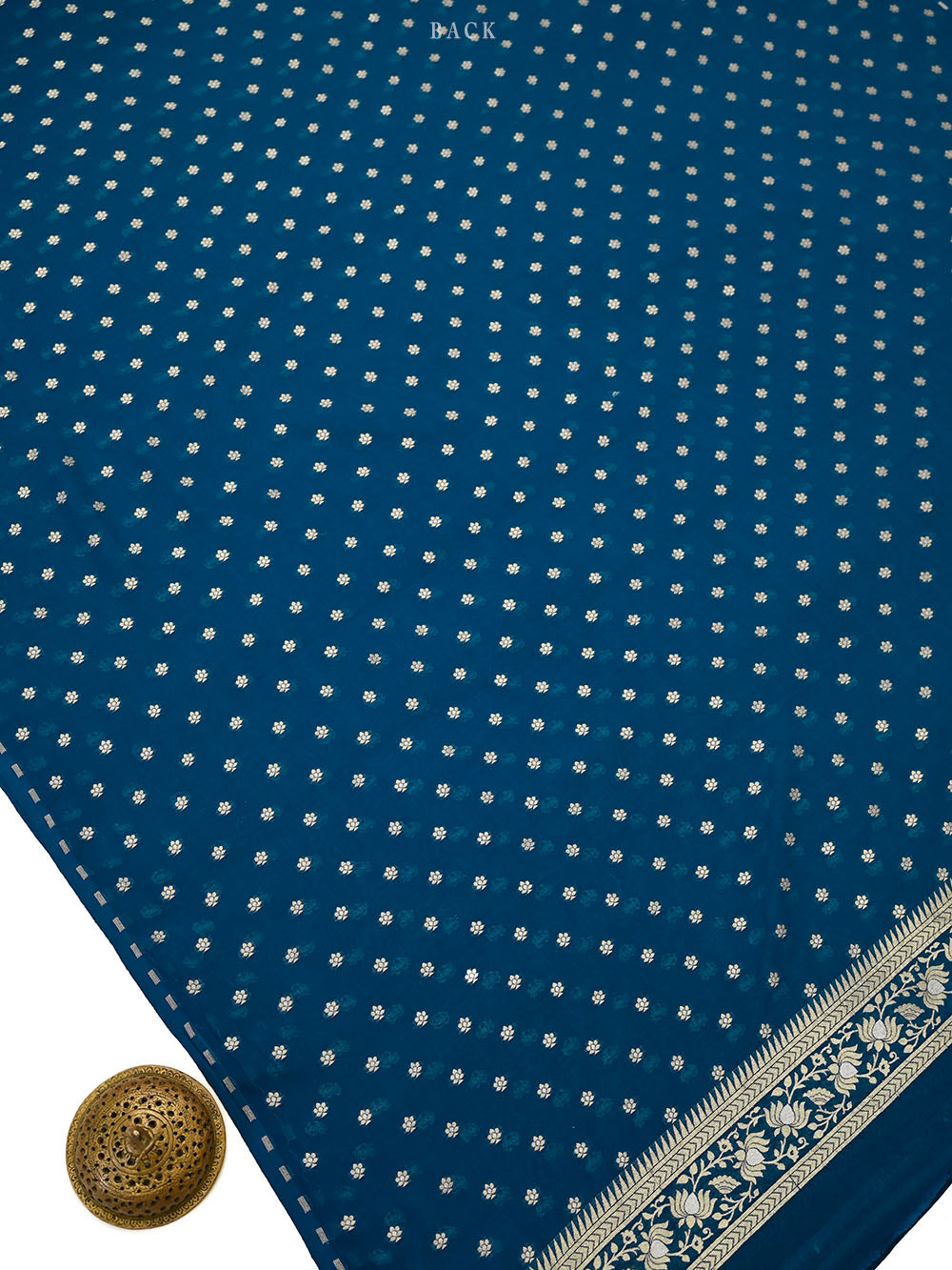 Midnight Blue Sona Roopa Booti Khaddi Georgette Handloom Banarasi Suit - Sacred Weaves