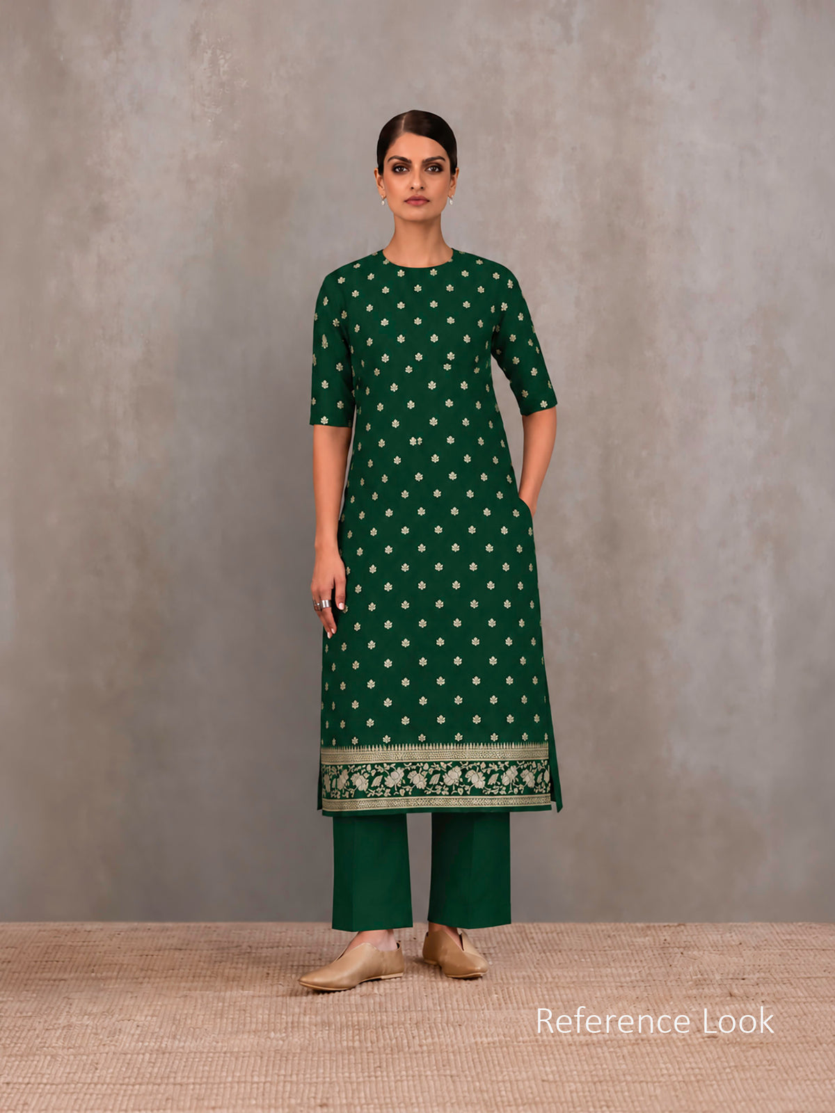 Bottle Green Sona Roopa Booti Khaddi Georgette Handloom Banarasi Suit - Sacred Weaves