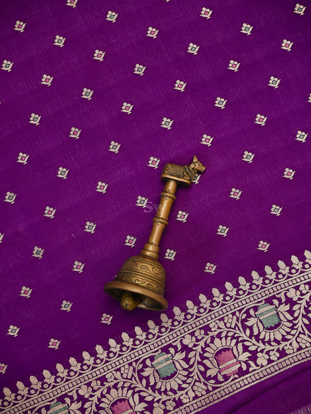 Purple Meenakari Crepe Silk Handloom Banarasi Suit - Sacred Weaves
