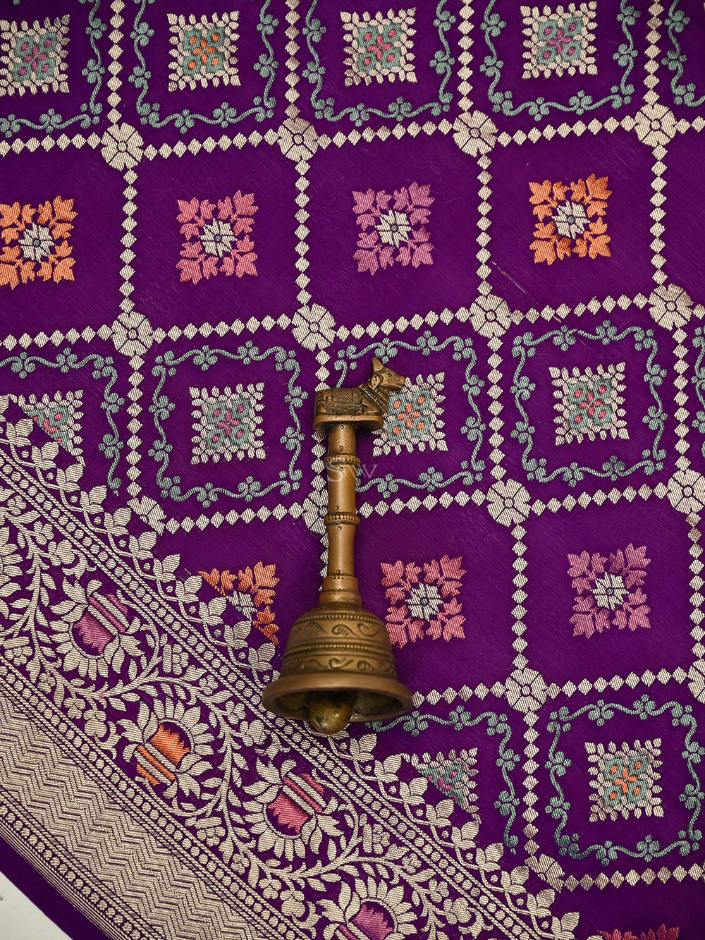 Purple Meenakari Crepe Silk Handloom Banarasi Suit - Sacred Weaves