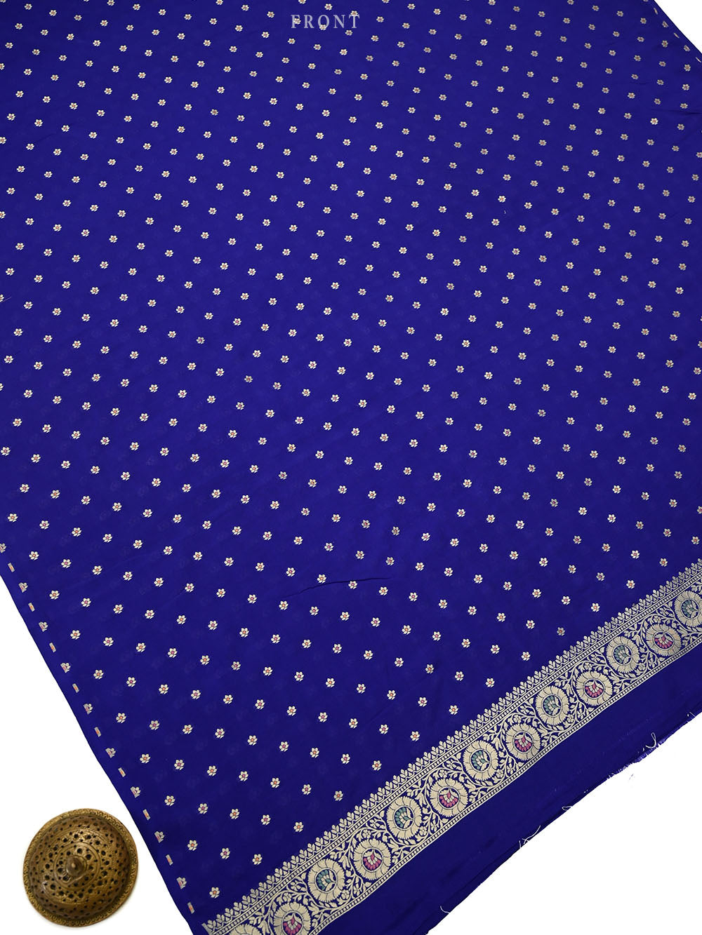 Royal Blue Meenakari Crepe Silk Handloom Banarasi Suit - Sacred Weaves