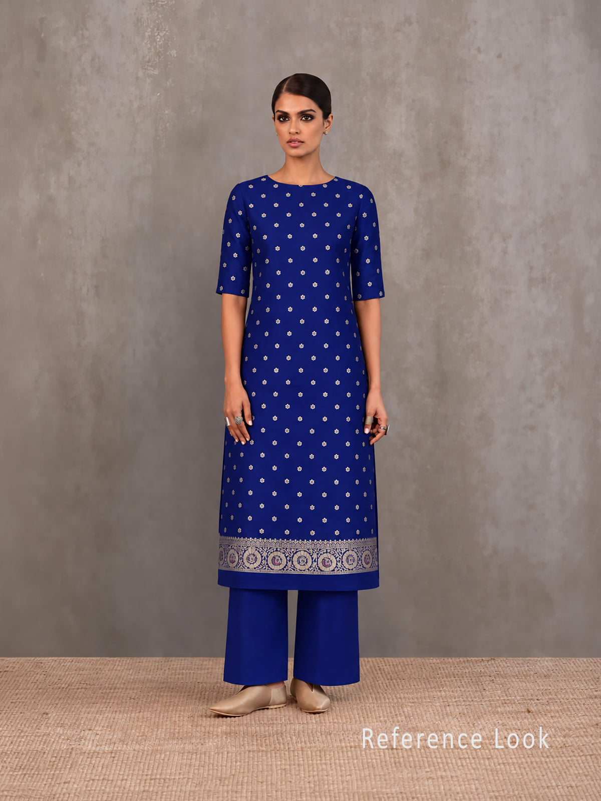 Royal Blue Meenakari Crepe Silk Handloom Banarasi Suit - Sacred Weaves