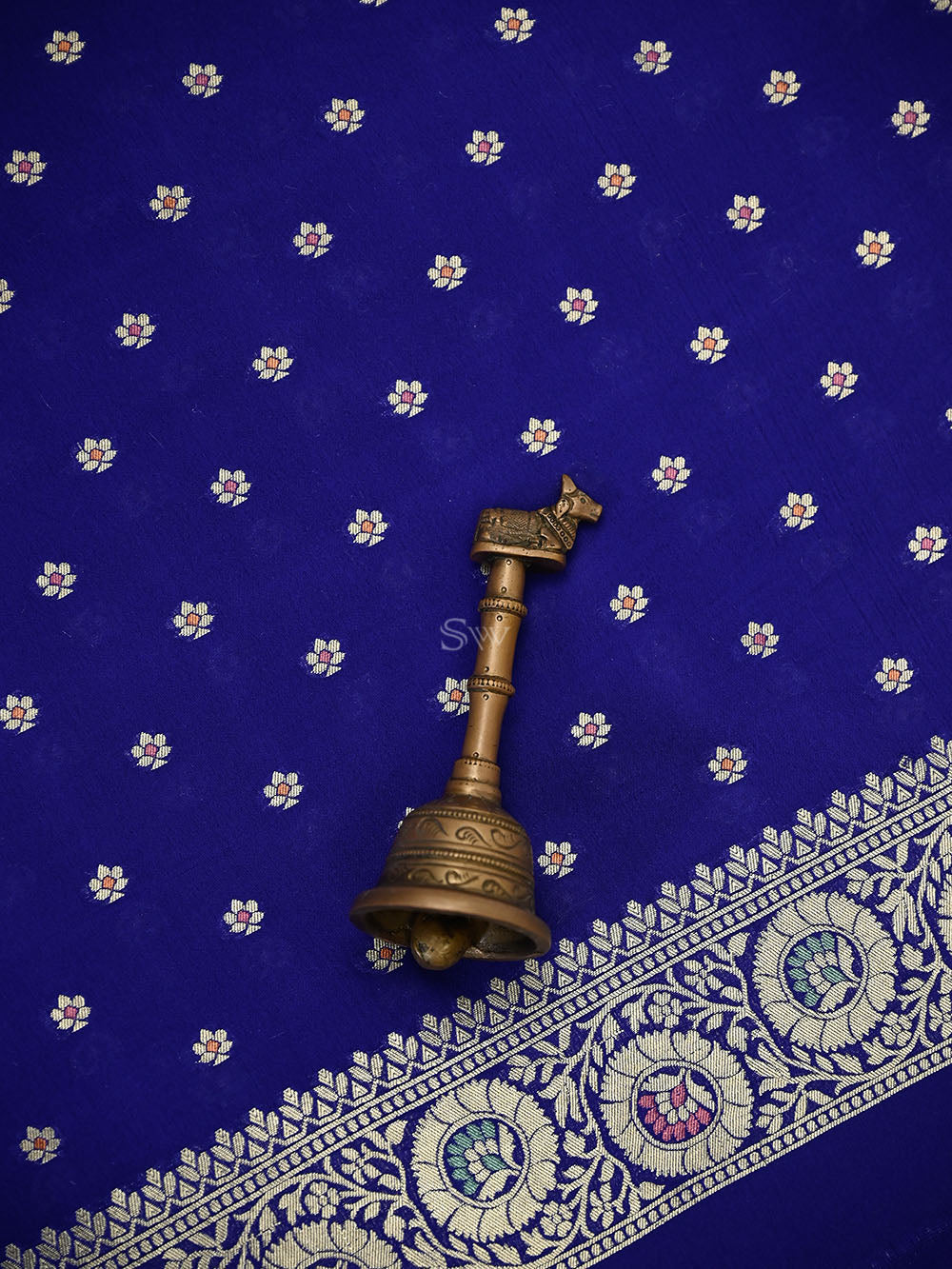 Royal Blue Meenakari Crepe Silk Handloom Banarasi Suit - Sacred Weaves