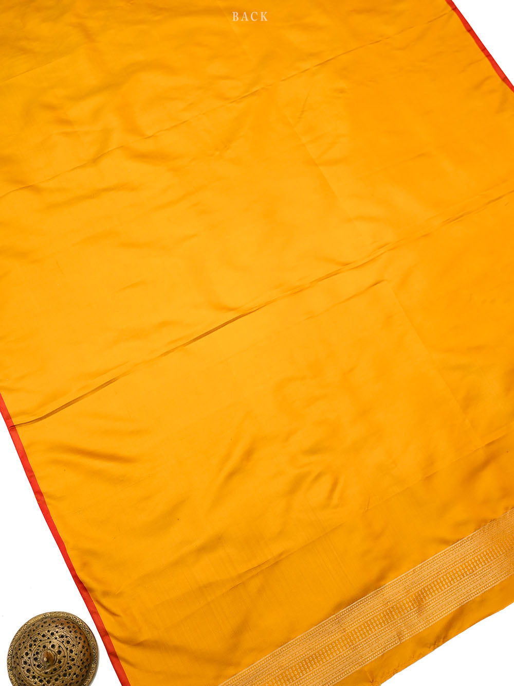 Mustard Floral Booti Satin Silk Handloom Banarasi Suit - Sacred Weaves