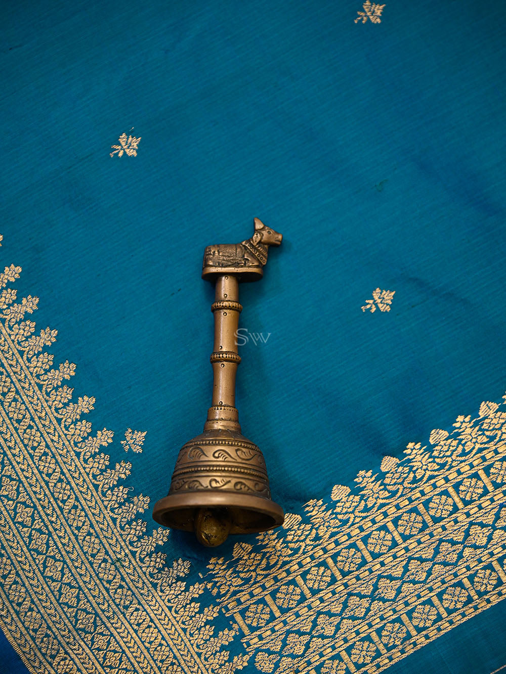 Green Blue Plain Katan Silk Handloom Banarasi Suit - Sacred Weaves