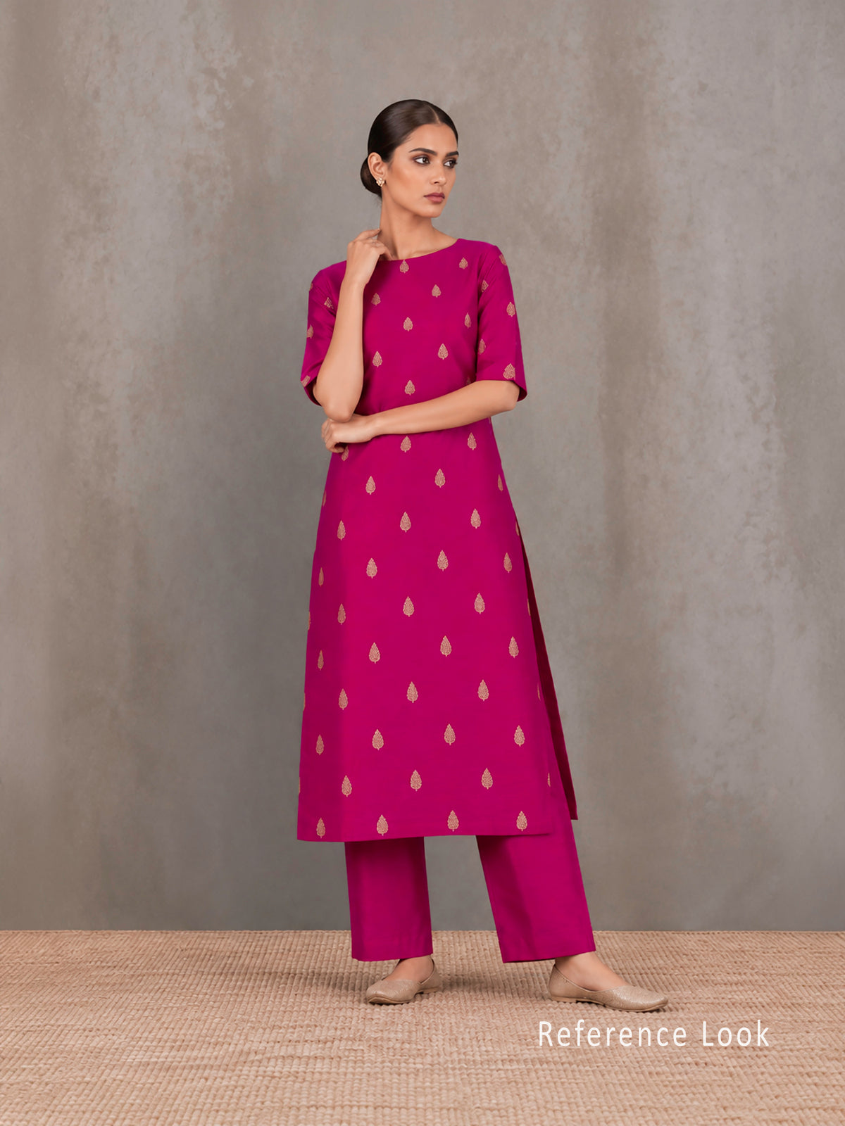 Magenta Zari Booti Moonga Tussar Silk Handloom Banarasi Suit - Sacred Weaves