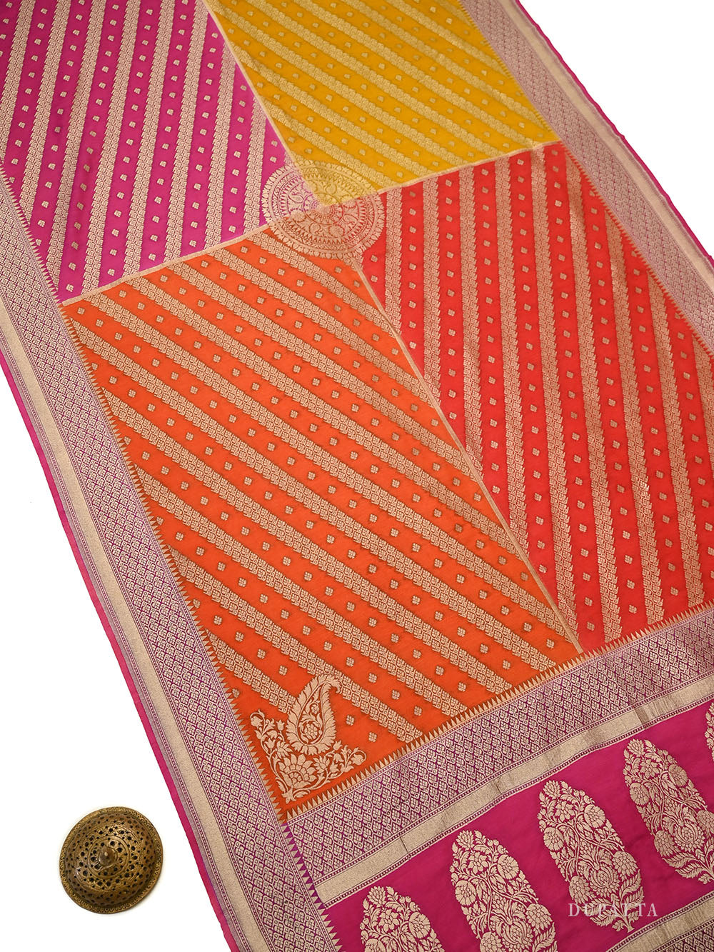 Magenta Zari Booti Moonga Tussar Silk Handloom Banarasi Suit - Sacred Weaves