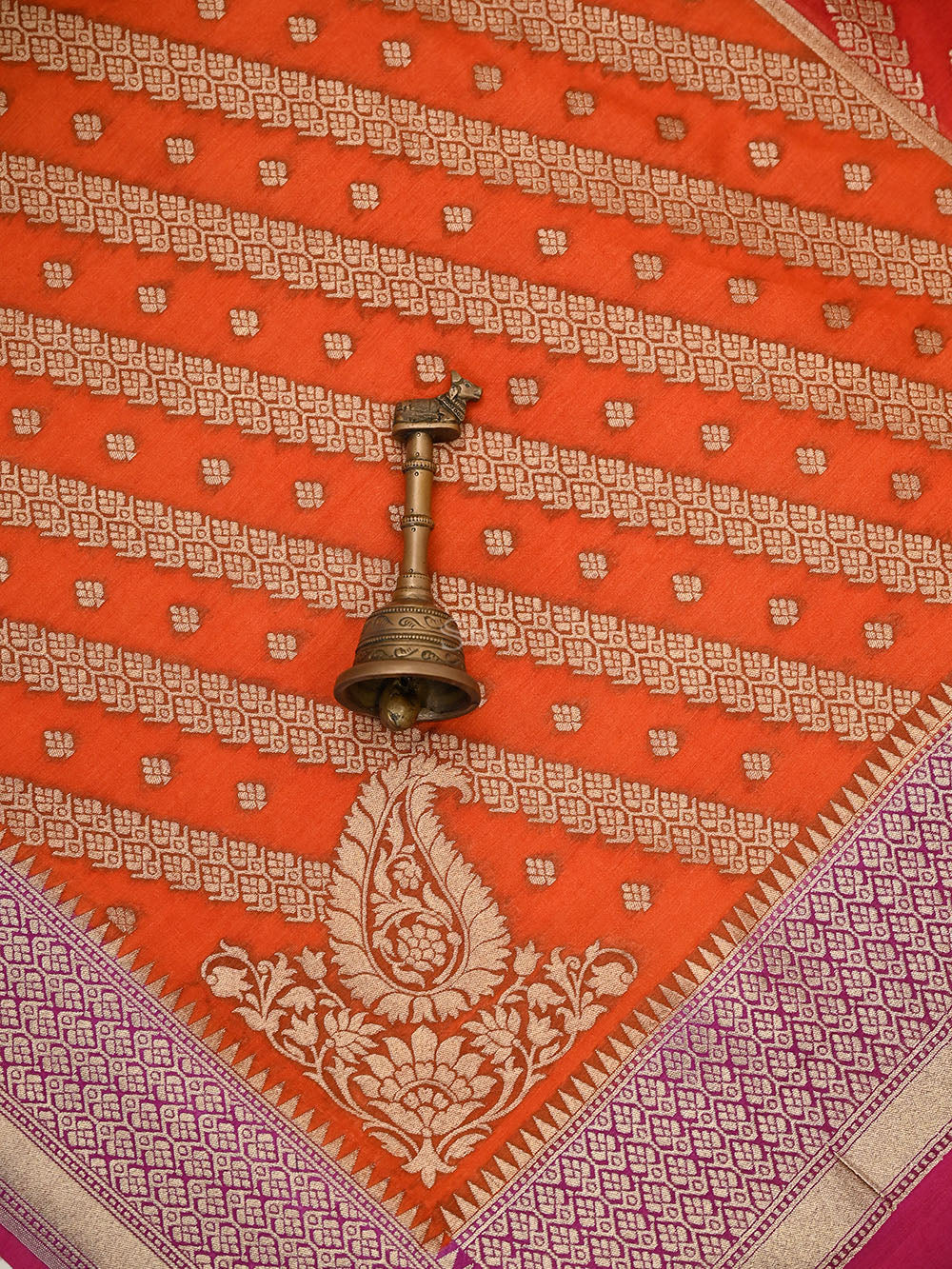 Magenta Zari Booti Moonga Tussar Silk Handloom Banarasi Suit - Sacred Weaves