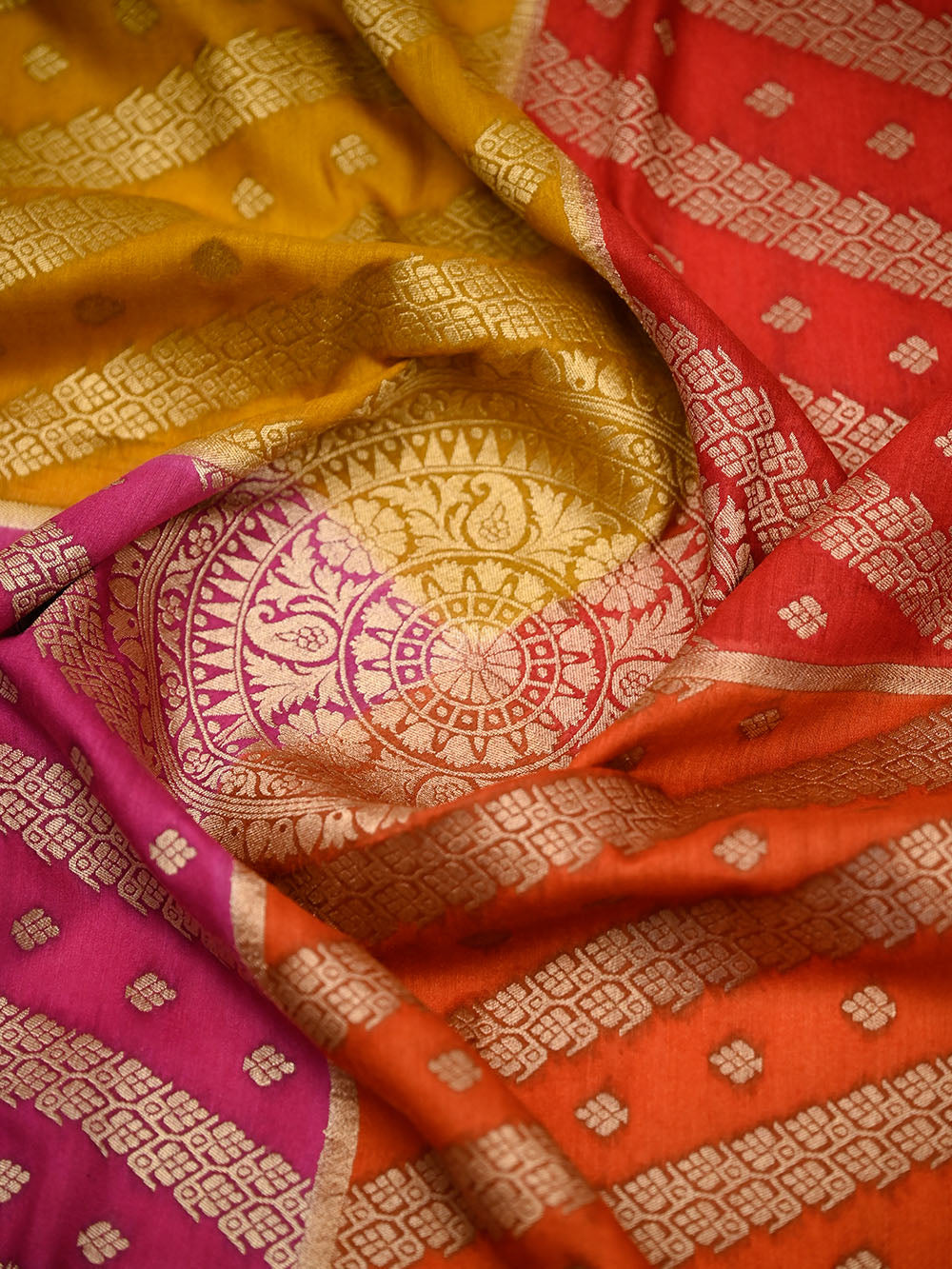 Magenta Zari Booti Moonga Tussar Silk Handloom Banarasi Suit - Sacred Weaves