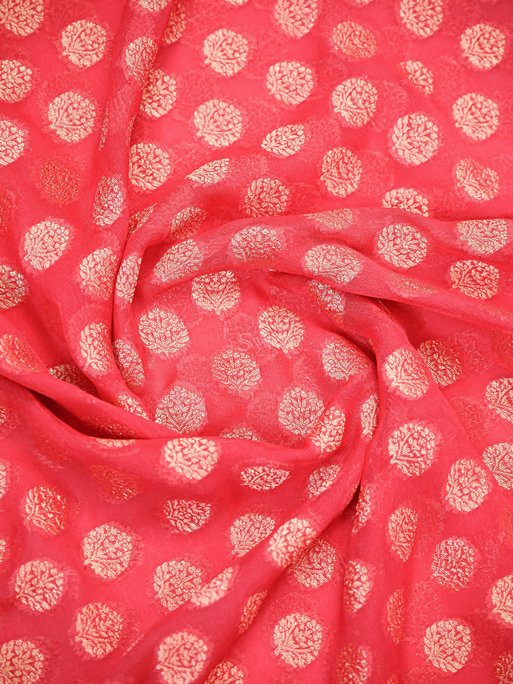 Peach Pink Boota Khaddi Georgette Handloom Banarasi Saree - Sacred Weaves