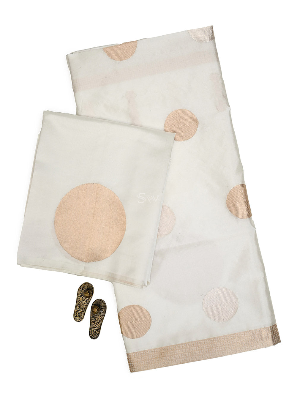 Off White Booti Katan Silk Handloom Banarasi Suit - Sacred Weaves
