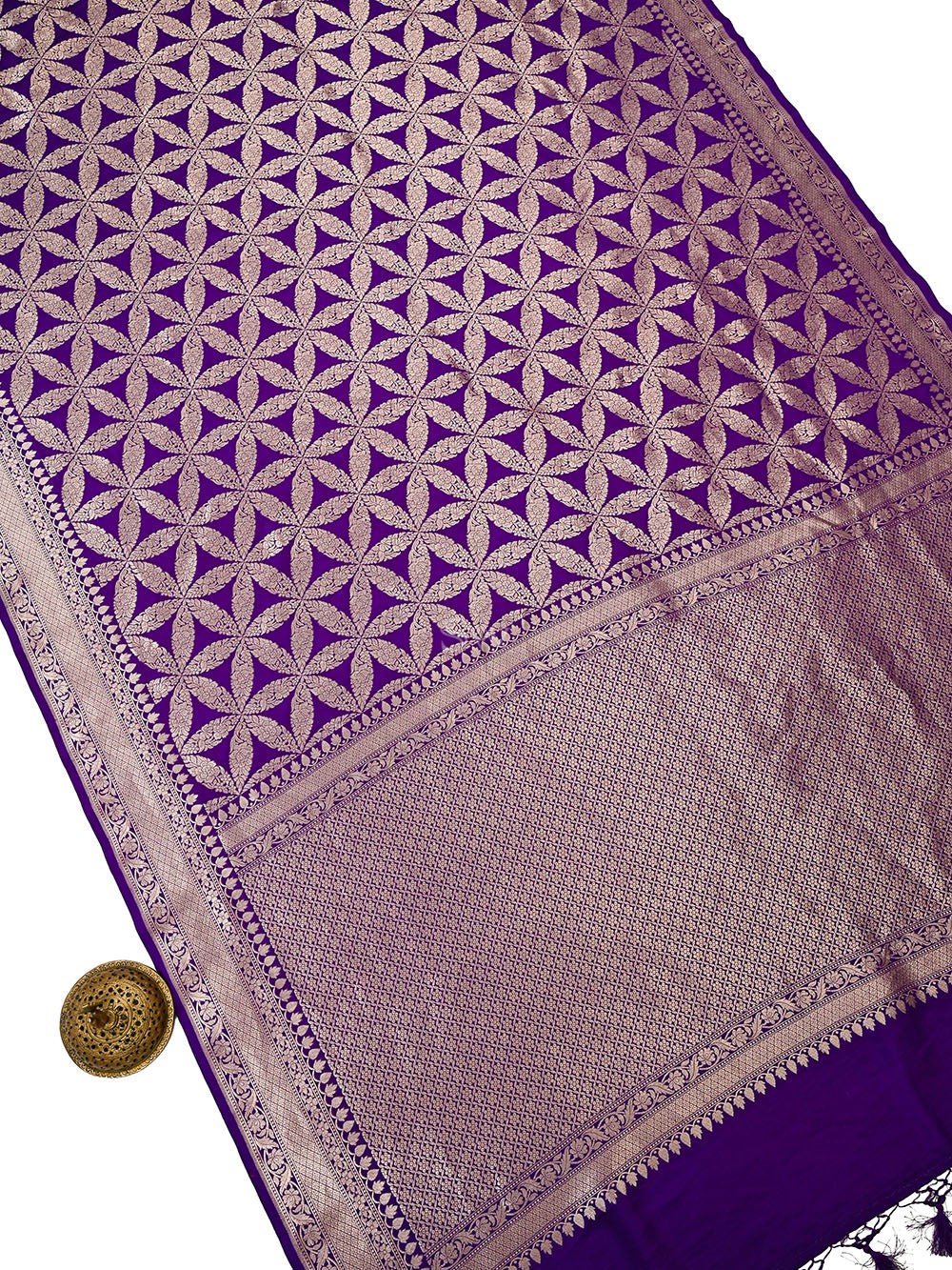 Purple Silk Zari Brocade Handloom Banarasi Saree - Sacred Weaves