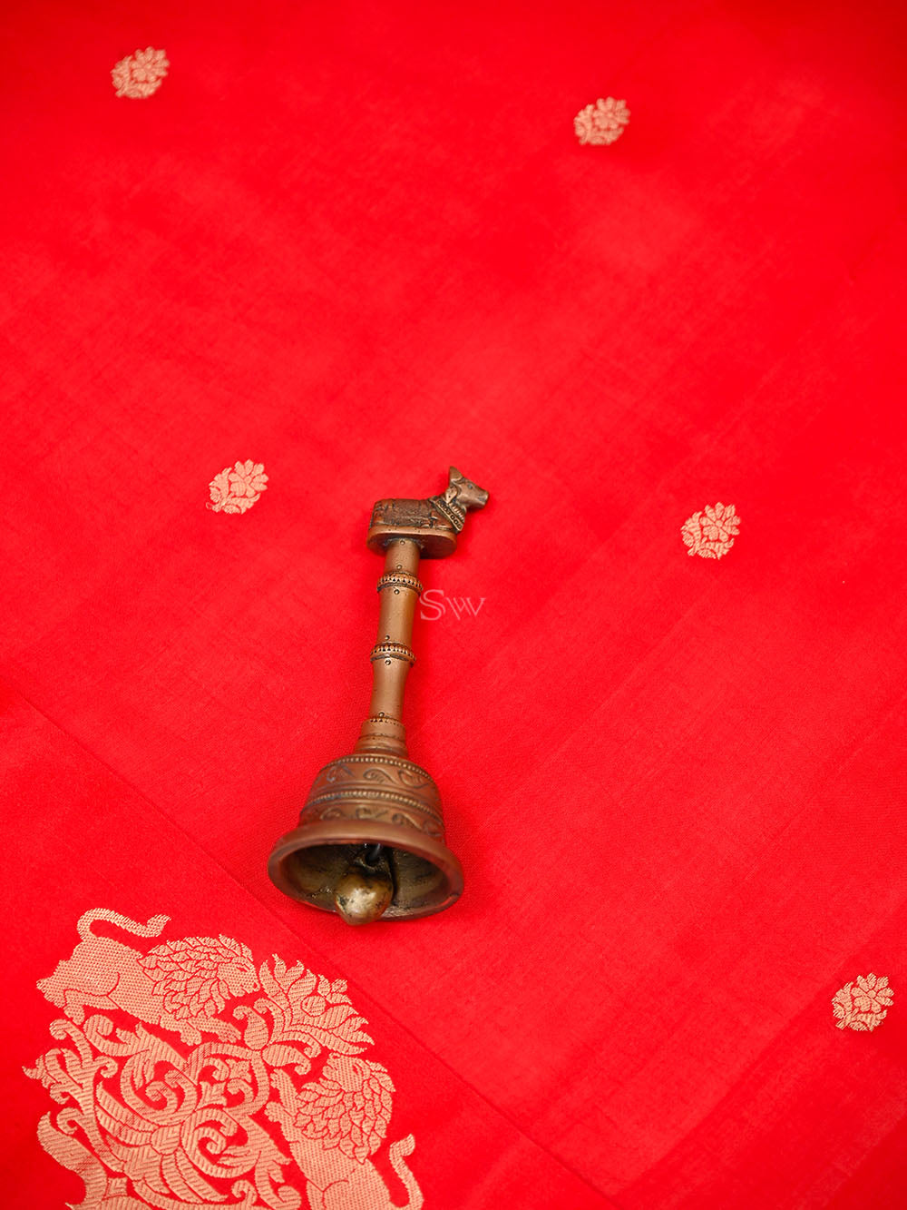 Red Zari Booti Pure Handloom Banarasi Soft Silk Saree - Sacred Weaves
