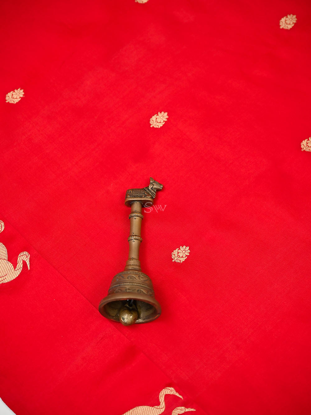 Red Gold Zari Booti Pure Handloom Banarasi Soft Silk Saree - Sacred Weaves