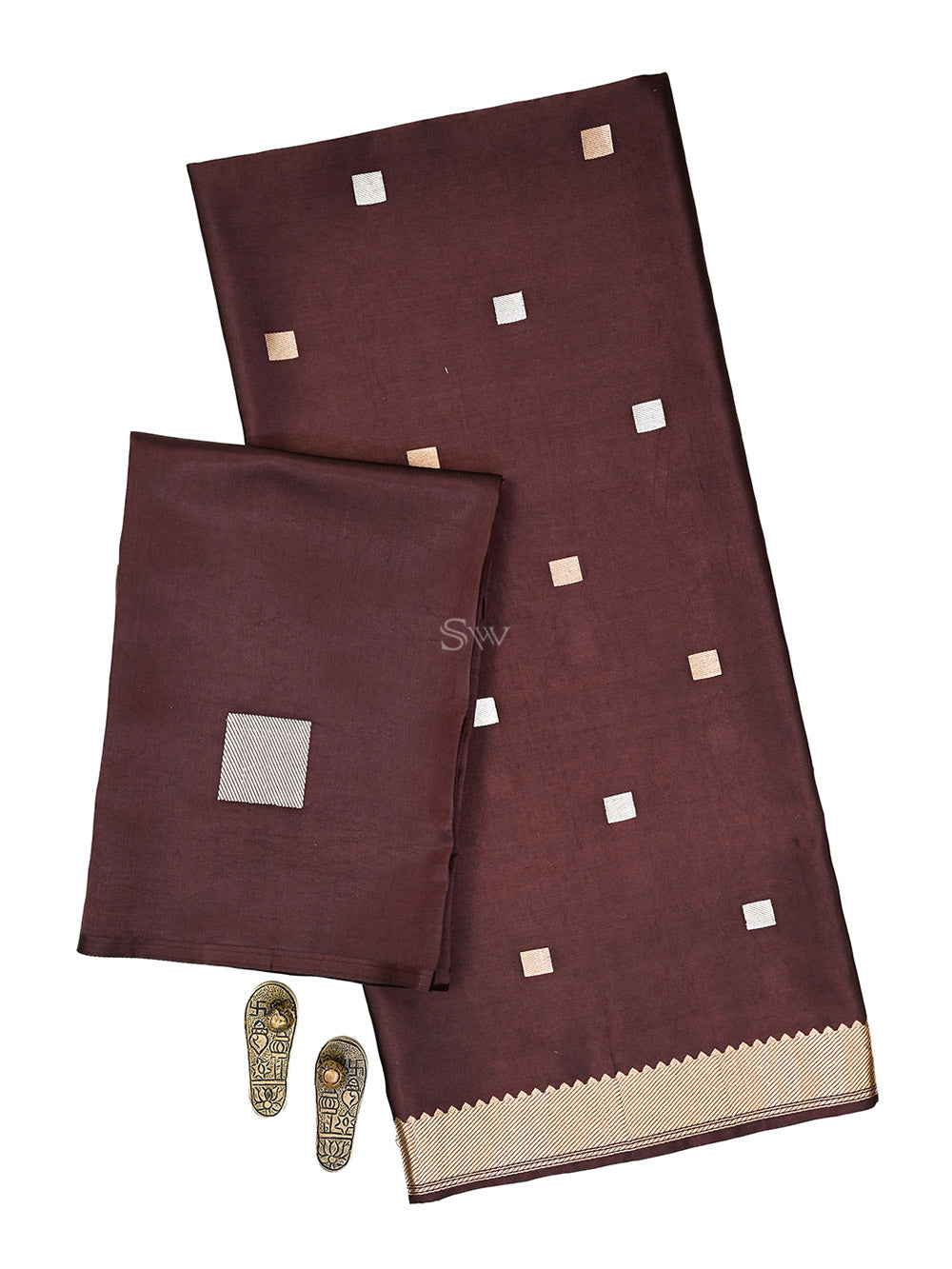 Wine Sona Roopa Booti Katan Silk Handloom Banarasi Suit - Sacred Weaves
