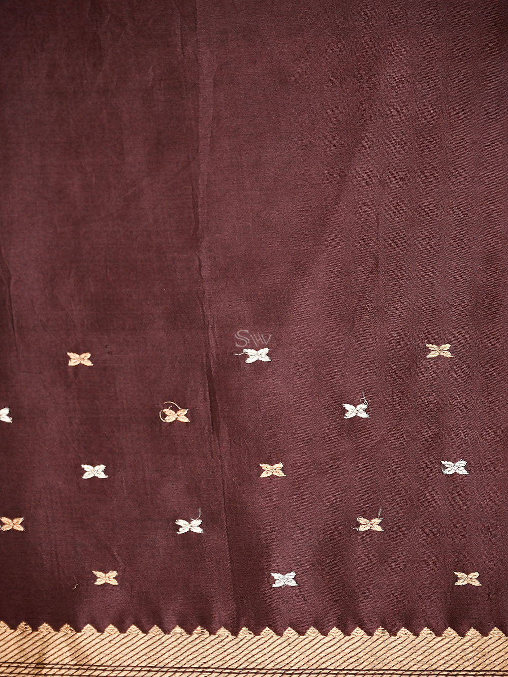 Wine Sona Roopa Booti Satin Silk Handloom Banarasi Suit - Sacred Weaves