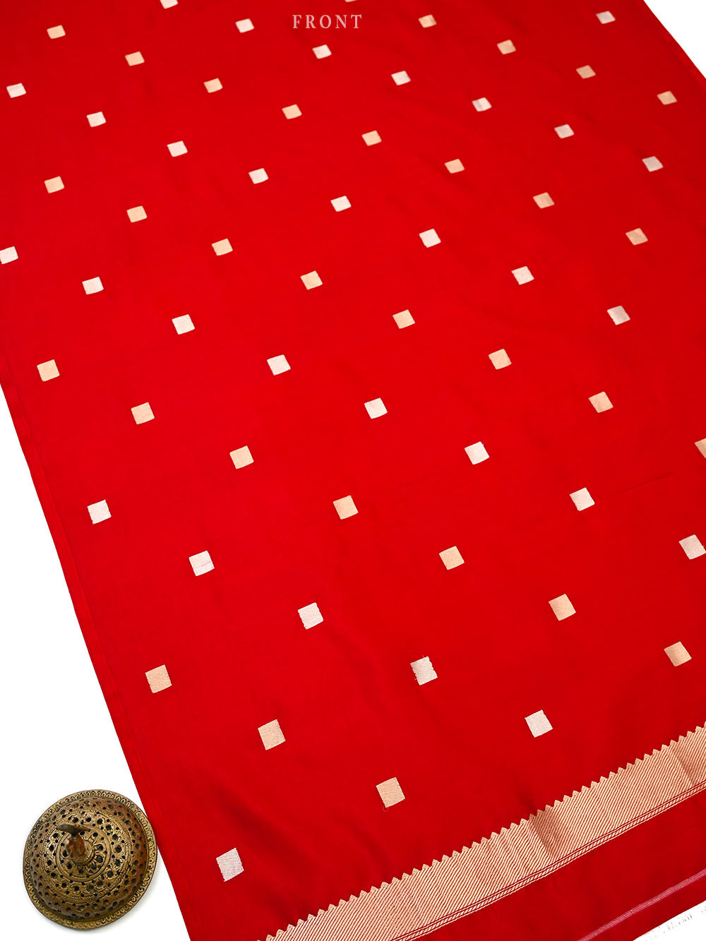 Red Sona Roopa Booti Katan Silk Handloom Banarasi Suit - Sacred Weaves