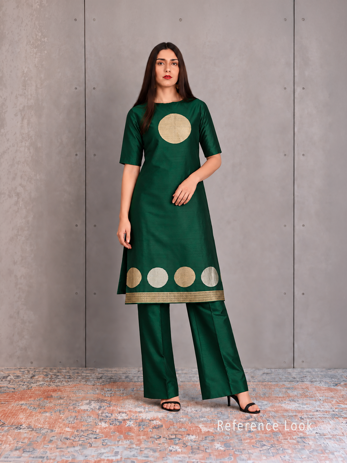 Bottle Green Sona Roopa Booti Katan Silk Handloom Banarasi Suit - Sacred Weaves