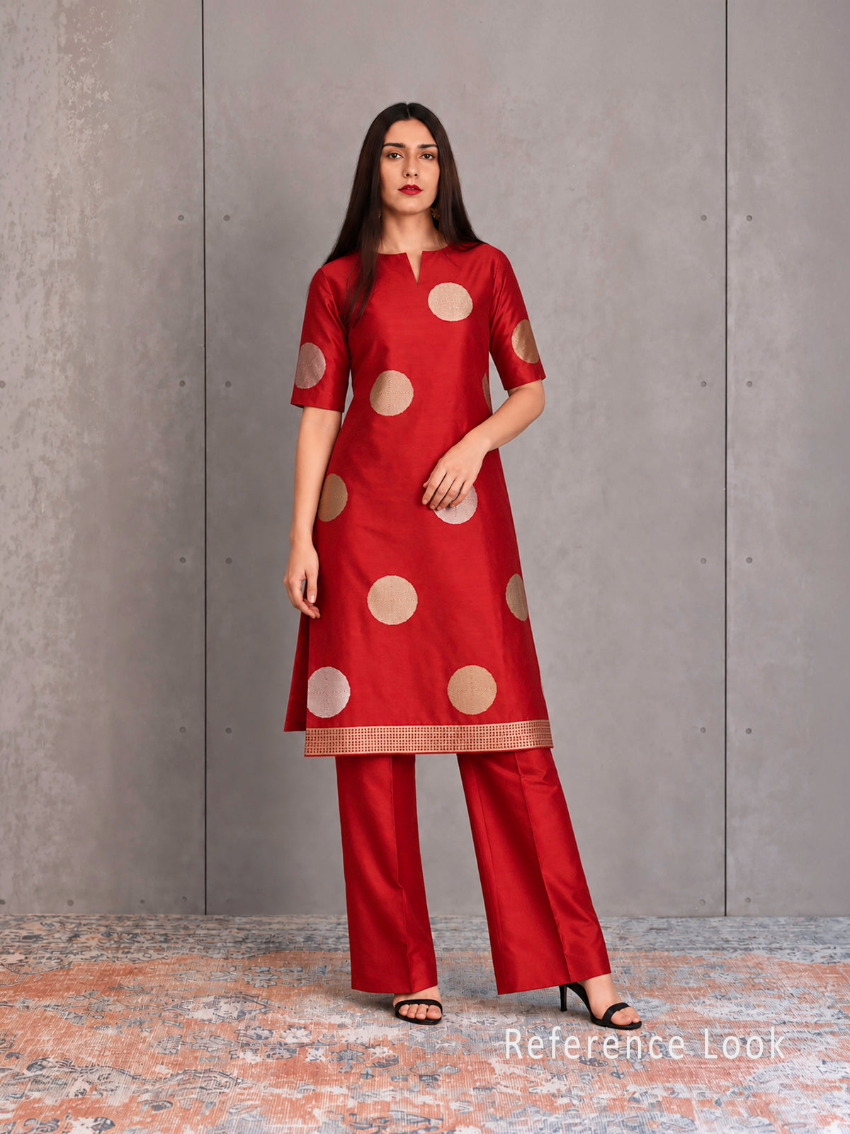 Red Sona Roopa Booti Katan Silk Handloom Banarasi Suit - Sacred Weaves
