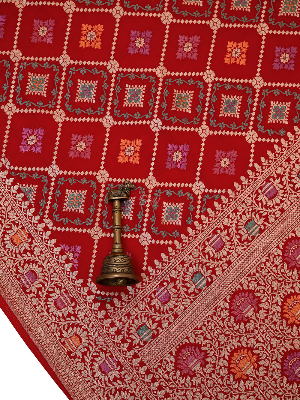 Red Meenakari Khaddi Georgette Handloom Banarasi Suit- Sacred Weaves