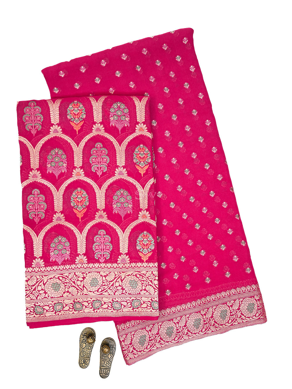 Magenta Meenakari Khaddi Georgette Handloom Banarasi Suit - Sacred Weaves