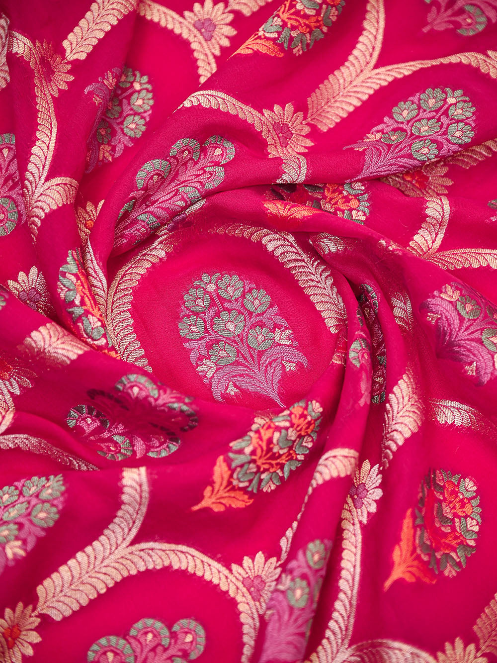 Magenta Meenakari Khaddi Georgette Handloom Banarasi Suit - Sacred Weaves