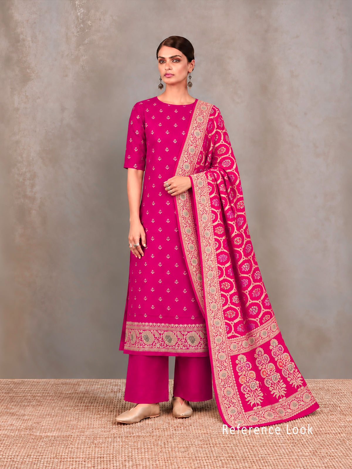 Magenta Meenakari Khaddi Georgette Handloom Banarasi Suit - Sacred Weaves