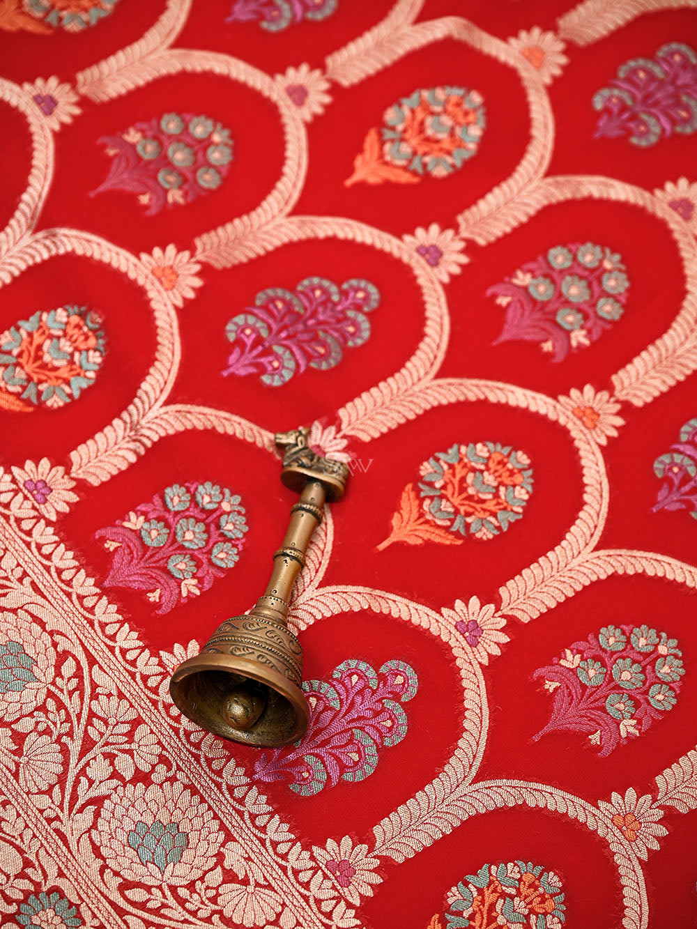 Red Meenakari Khaddi Georgette Handloom Banarasi Suit - Sacred Weaves