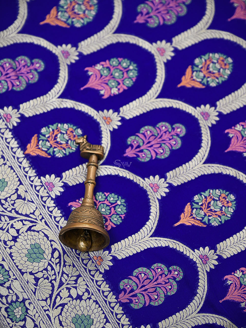 Royal Blue Meenakari Khaddi Georgette Handloom Banarasi Suit - Sacred Weaves