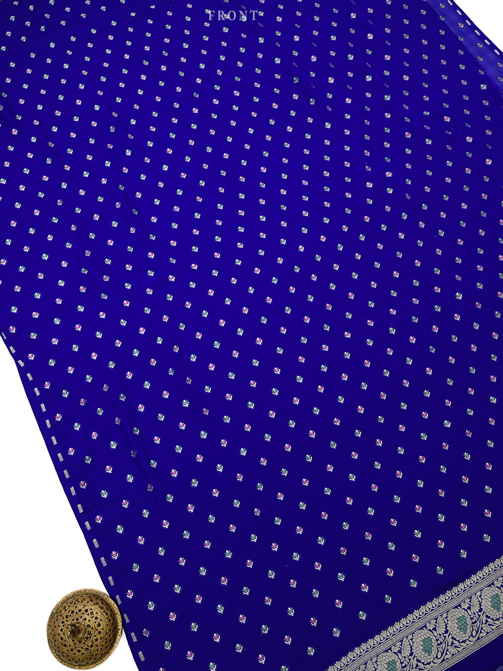 Royal Blue Meenakari Khaddi Georgette Handloom Banarasi Suit - Sacred Weaves