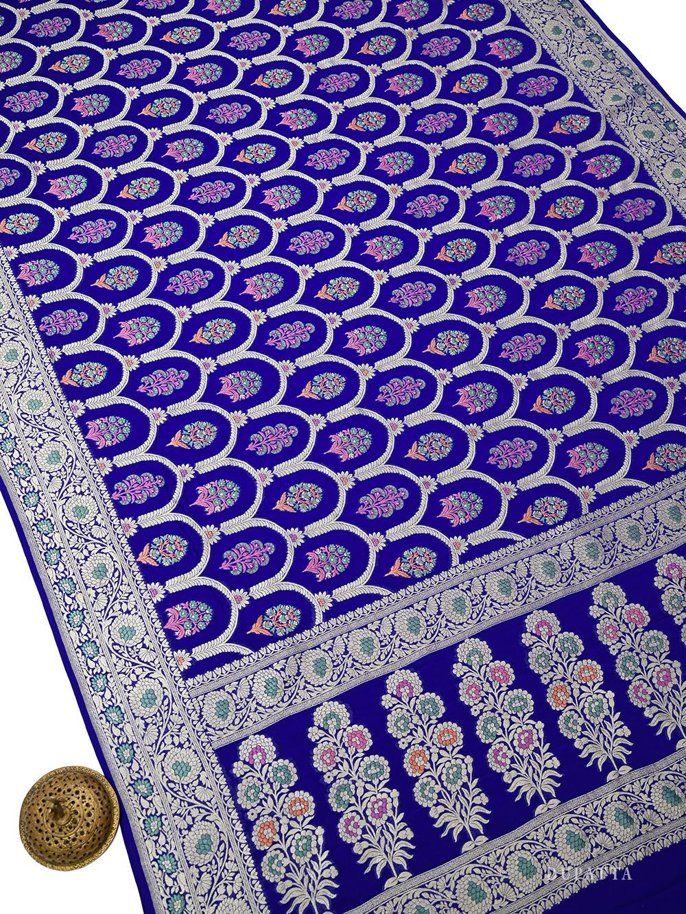 Royal Blue Meenakari Khaddi Georgette Handloom Banarasi Suit - Sacred Weaves