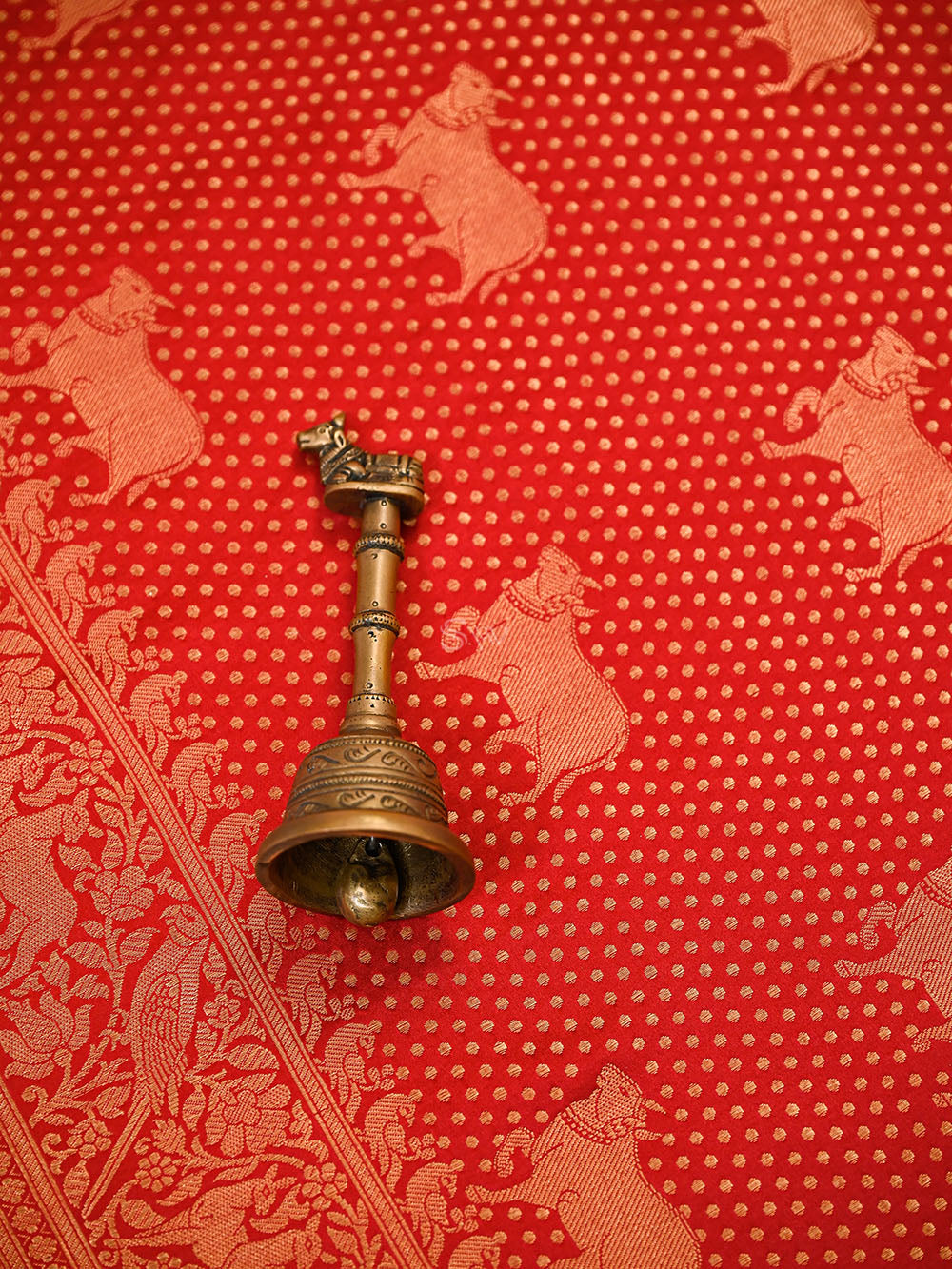 Red Shikargah Brocade Satin Silk Handloom Banarasi Saree - Sacred Weaves
