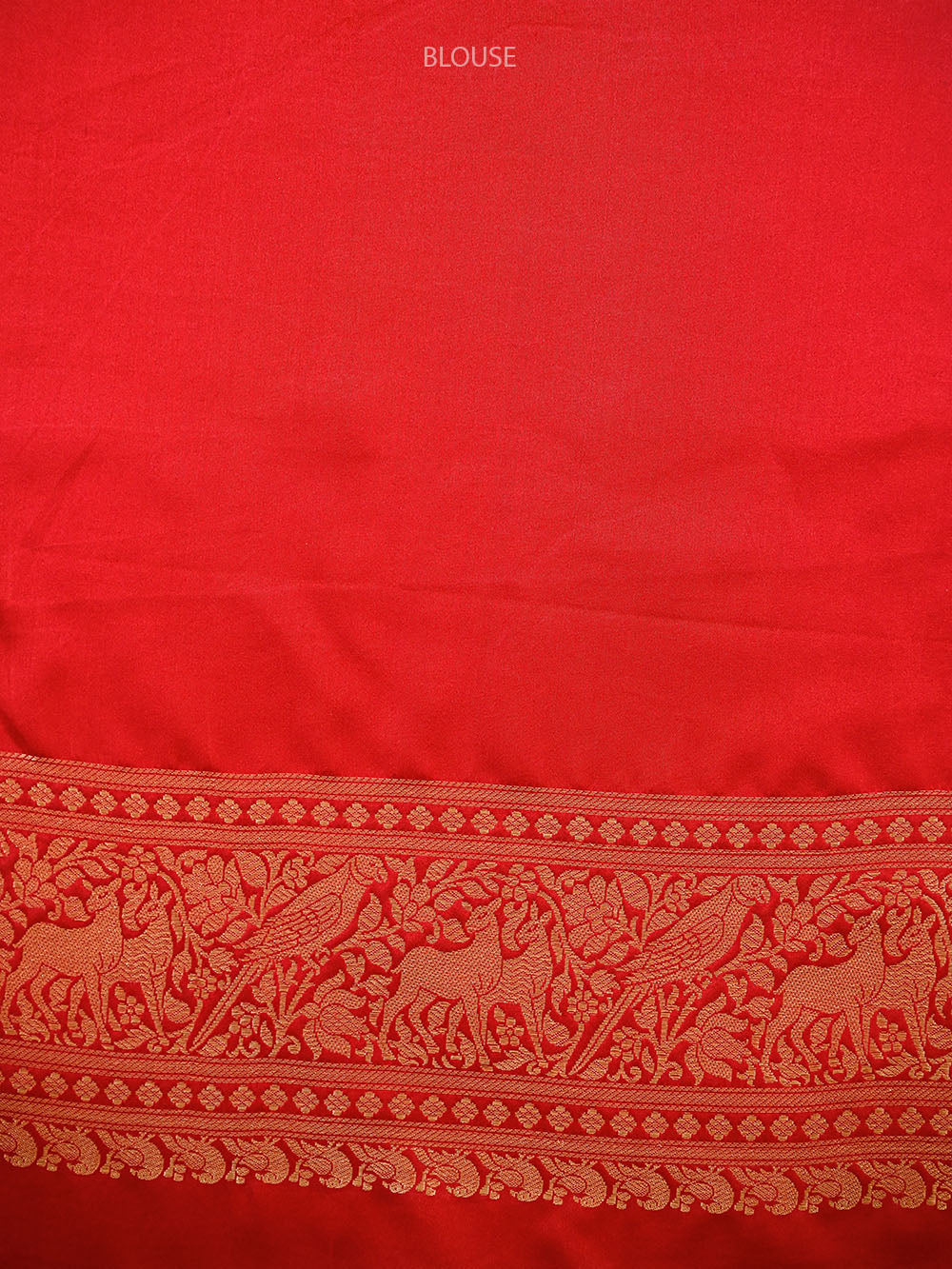 Red Shikargah Brocade Satin Silk Handloom Banarasi Saree - Sacred Weaves