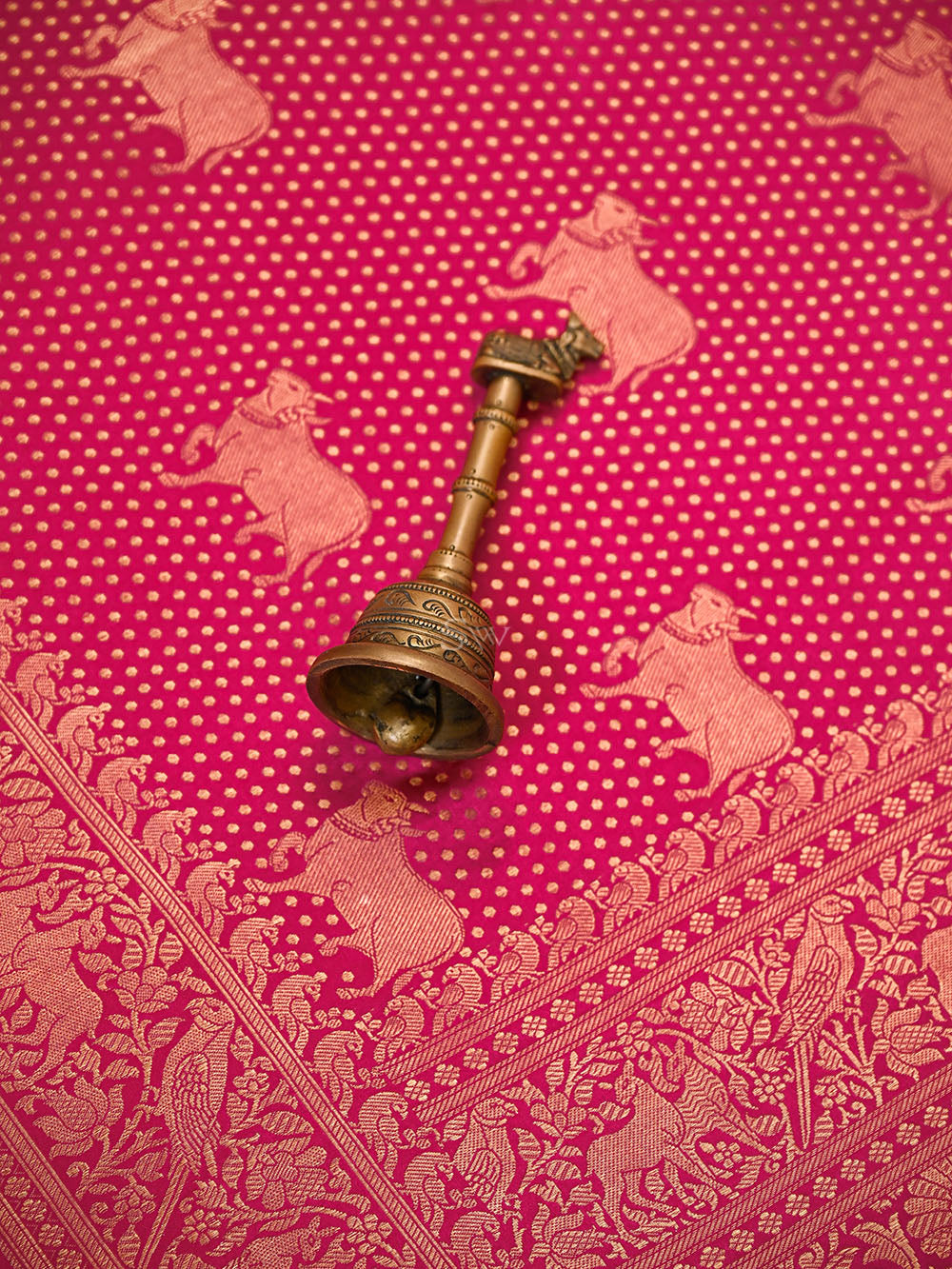 Magenta Shikargah Brocade Satin Silk Handloom Banarasi Saree - Sacred Weaves