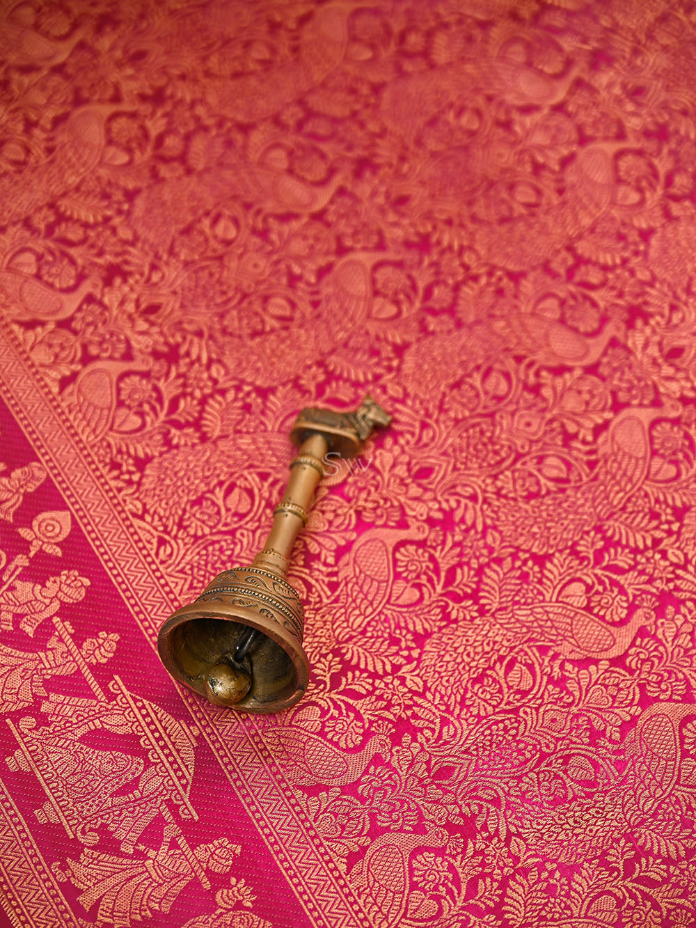Magenta Shikargah Brocade Satin Silk Handloom Banarasi Saree - Sacred Weaves