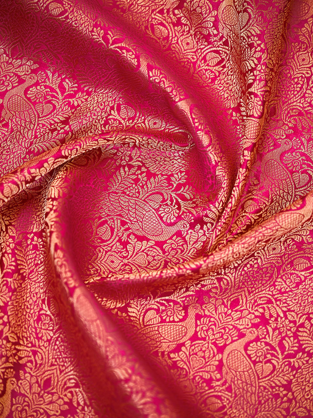 Magenta Shikargah Brocade Satin Silk Handloom Banarasi Saree - Sacred Weaves
