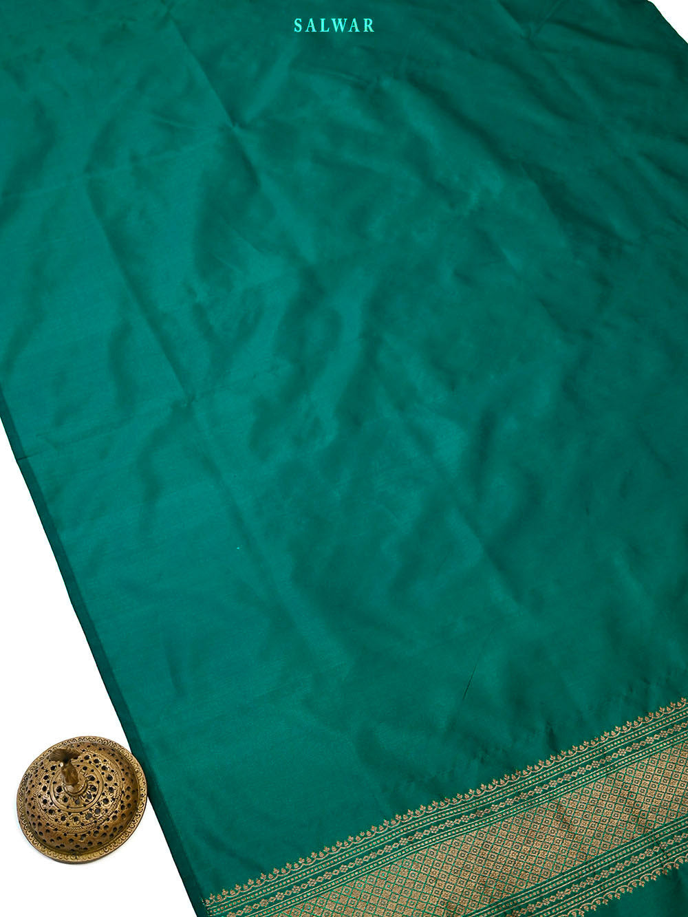 Teal Green Katan Silk Handloom Banarasi Co-Ord Set - Sacred Weaves