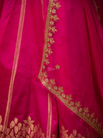 Magenta Satin Silk Handloom Banarasi Lehenga - Sacred Weaves