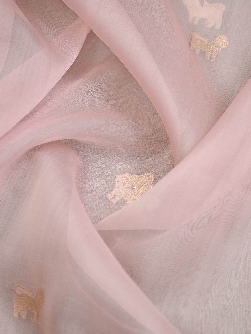 Pastel Pink Organza Handloom Banarasi Saree - Sacred Weaves