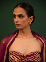 Dark Purple Satin Silk Handloom Banarasi Lehenga - Sacred Weaves