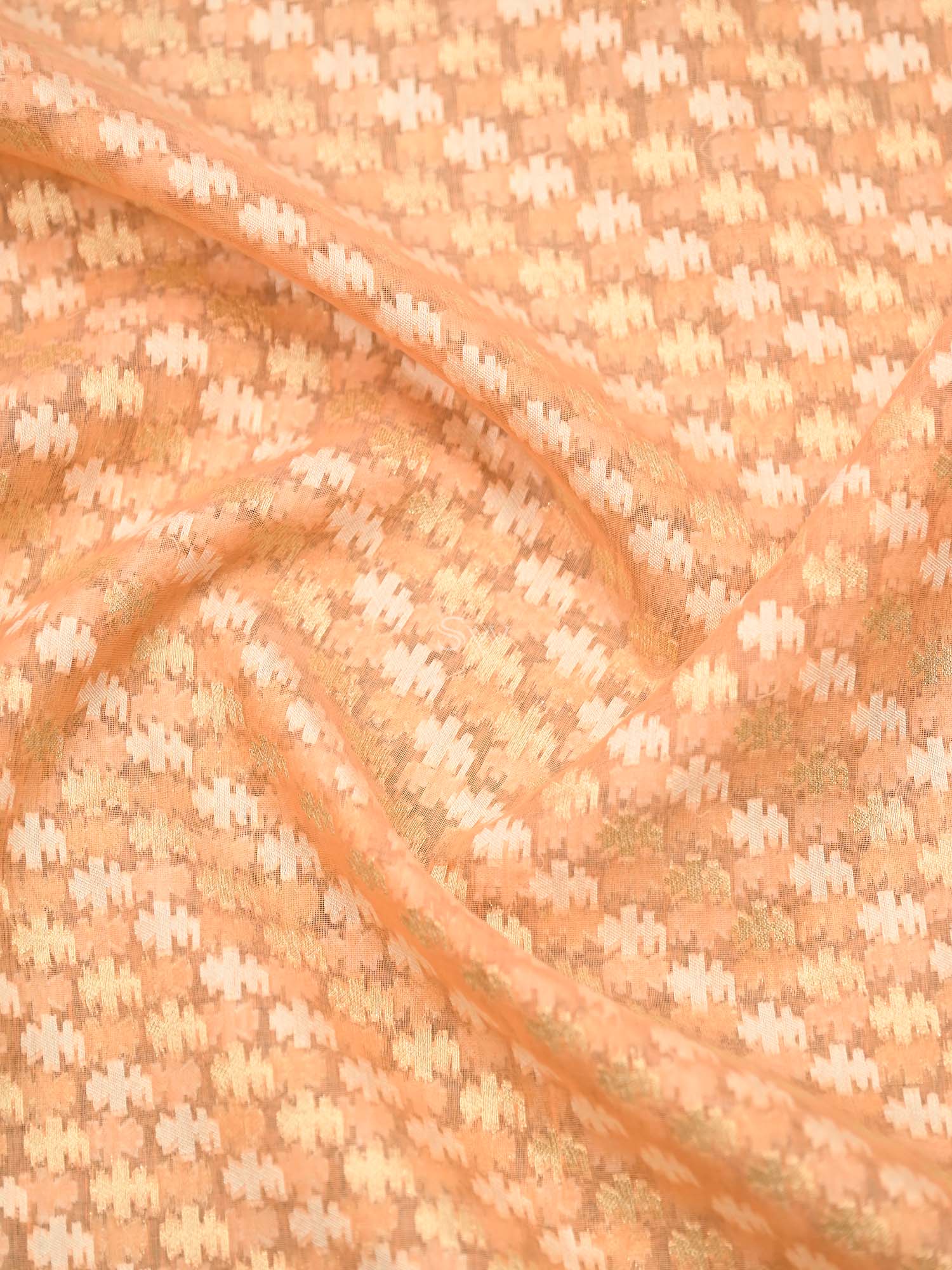 Peach Cotton Silk Handloom Banarasi Suit - Sacred Weaves