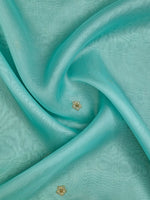 Sea Green Organza Handloom Banarasi Dupatta - Sacred Weaves