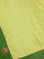 Lime Green Satin Silk Handloom Banarasi Lehenga
