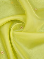 Lime Green Satin Silk Handloom Banarasi Lehenga