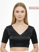 Black Satin Silk Banarasi Ready-Made Blouse - Sacred Weaves