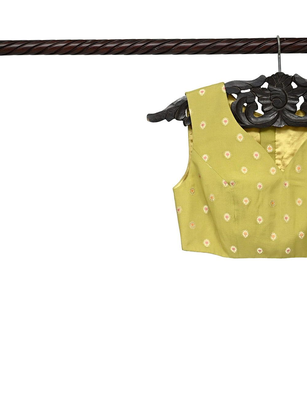 Green Meenakari Georgette Banarasi Ready-made Blouse - Sacred Weaves