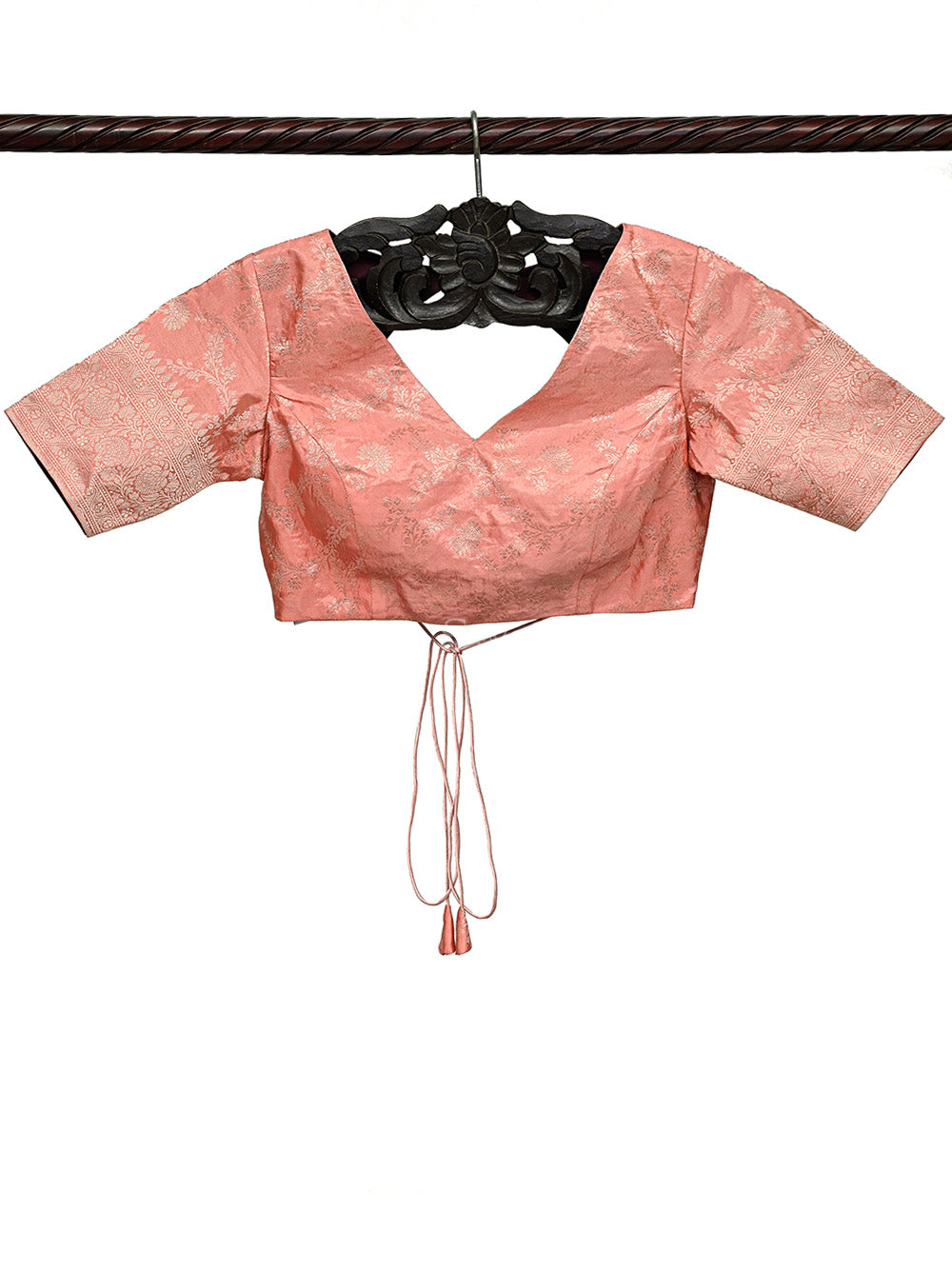 Pink Uppada Silk Banarasi Ready-Made Blouse - Sacred Weaves