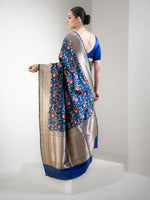 Blue Meenakari Katan Silk Handloom Banarasi Saree - Sacred Weaves
