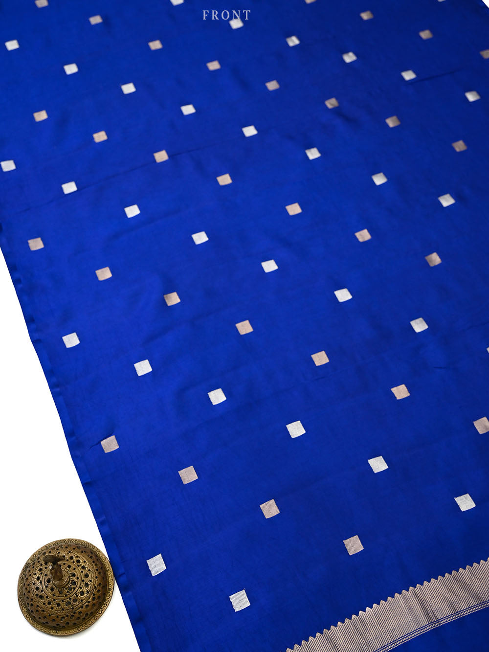 Blue Sona Roopa Booti Katan Silk Handloom Banarasi Suit - Sacred Weaves