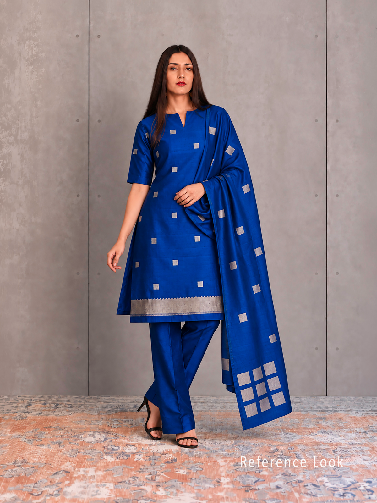 Blue Sona Roopa Booti Katan Silk Handloom Banarasi Suit - Sacred Weaves